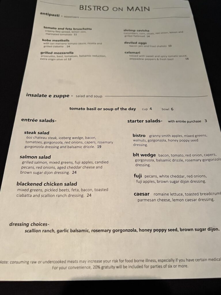 The Bistro Menu 5