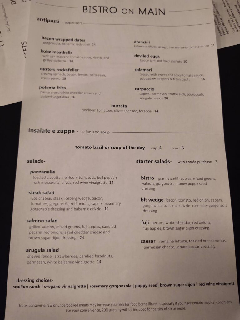 The Bistro Menu 8